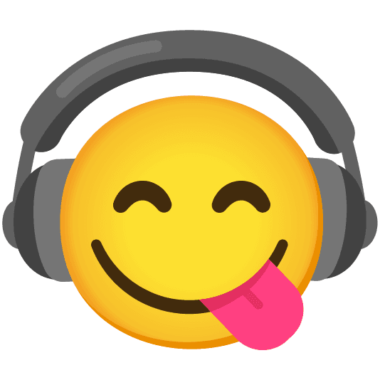 Combined Emoji - 1f3a7-1f60b