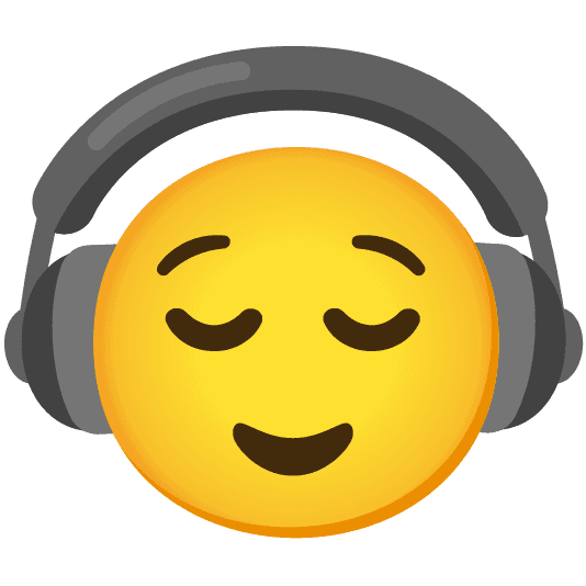 Combined Emoji - 1f3a7-1f60c