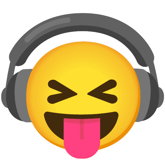 Combined Emoji - 1f3a7-1f61d