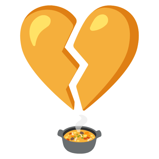 Combined Emoji - 1f372-1f494